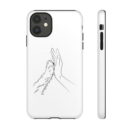 Tough Phone Case - Dog Paw & Owner Hand Silhouette