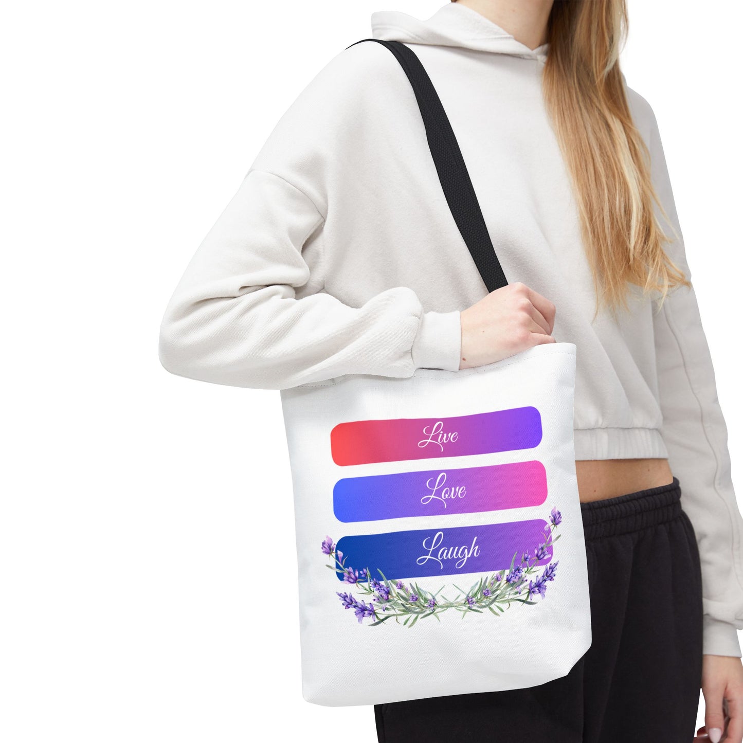 Tote Bag - Live, Love & Laugh - Luminous Gem Designs 