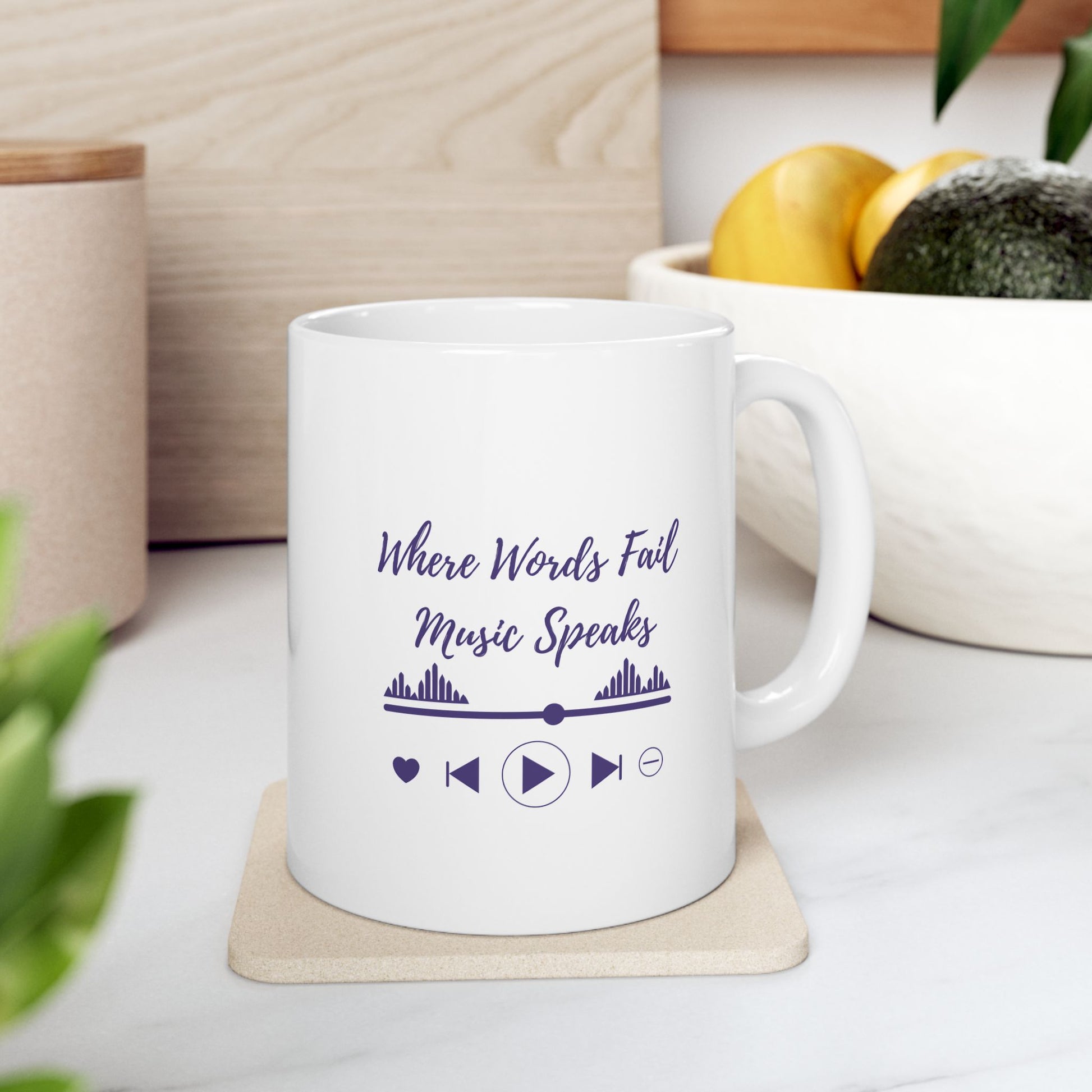 Ceramic Mug - Where Words Fail, Music Speaks - Luminous Gem Designs 