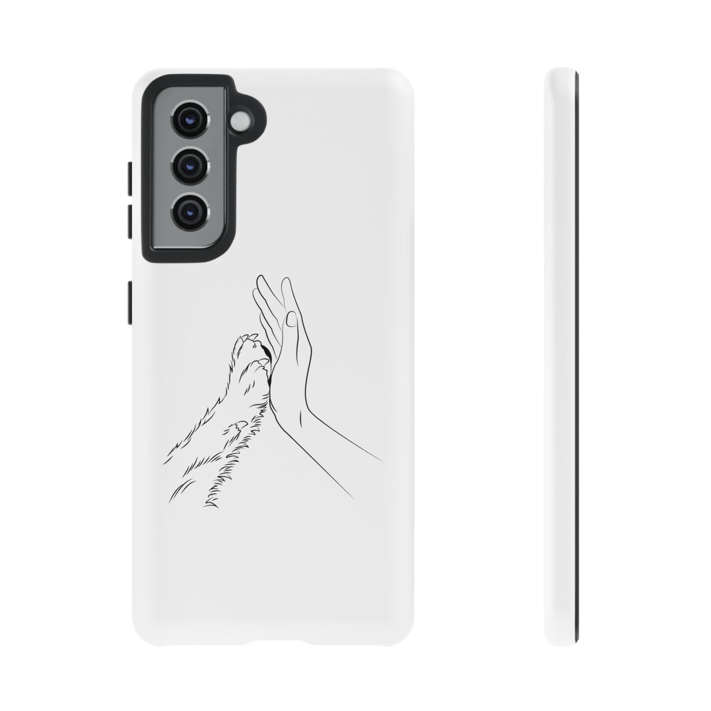 Tough Phone Case - Dog Paw & Owner Hand Silhouette