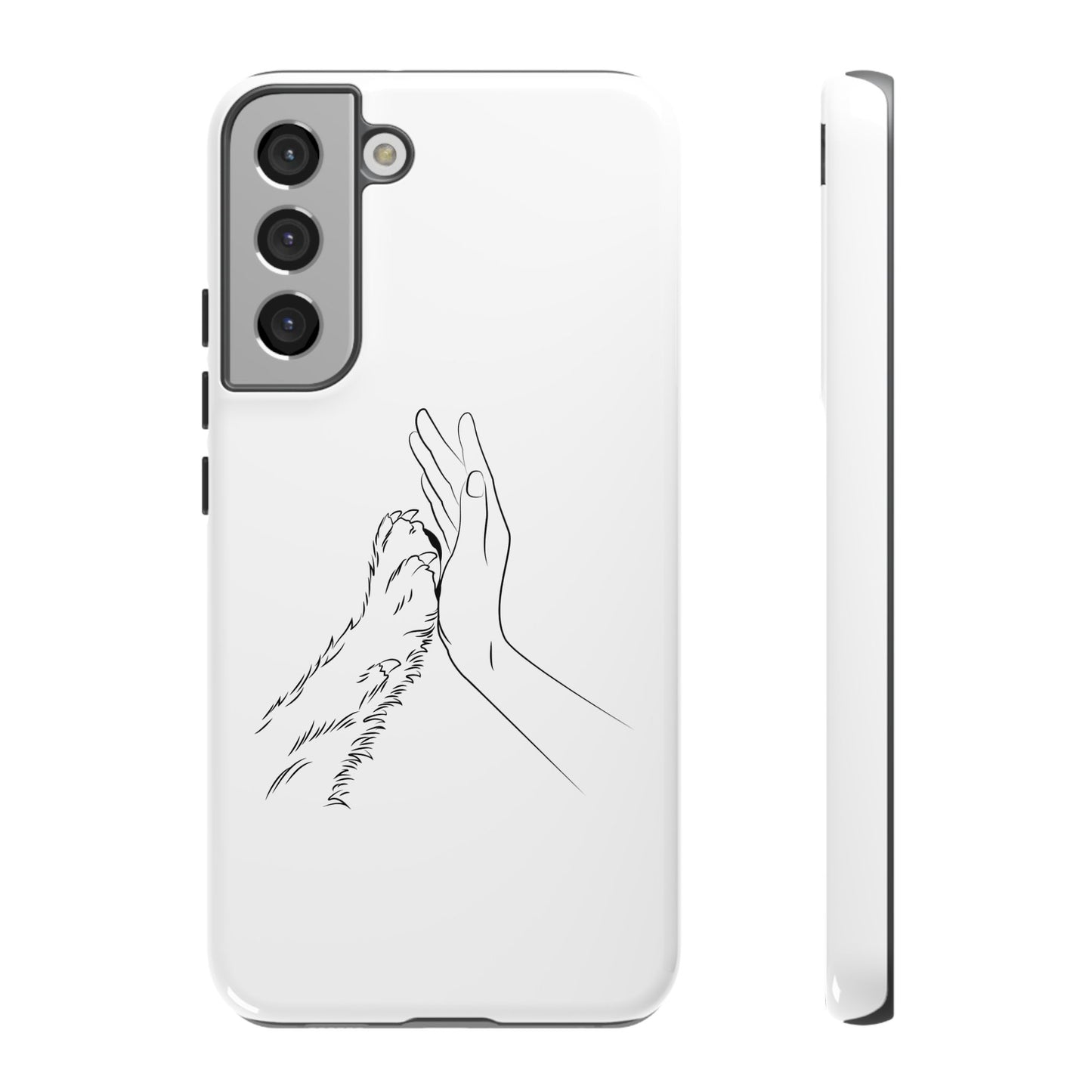 Tough Phone Case - Dog Paw & Owner Hand Silhouette