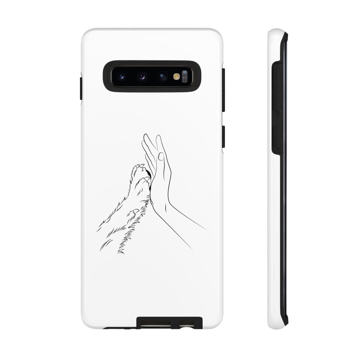 Tough Phone Case - Dog Paw & Owner Hand Silhouette