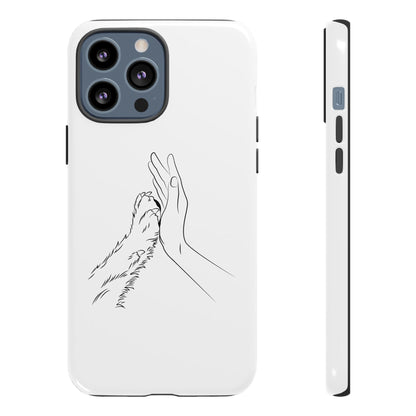 Tough Phone Case - Dog Paw & Owner Hand Silhouette