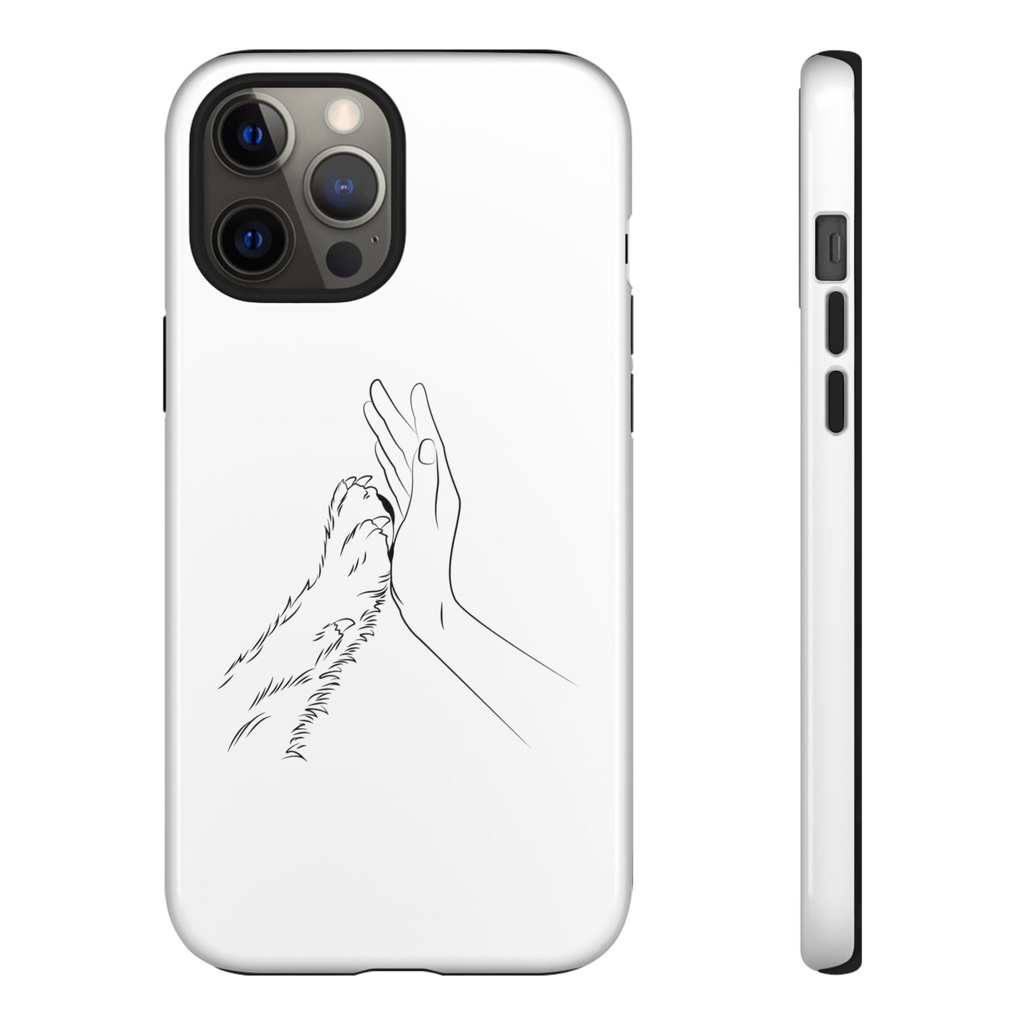 Tough Phone Case - Dog Paw & Owner Hand Silhouette