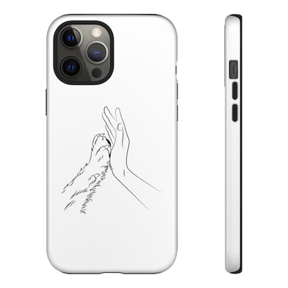 Tough Phone Case - Dog Paw & Owner Hand Silhouette