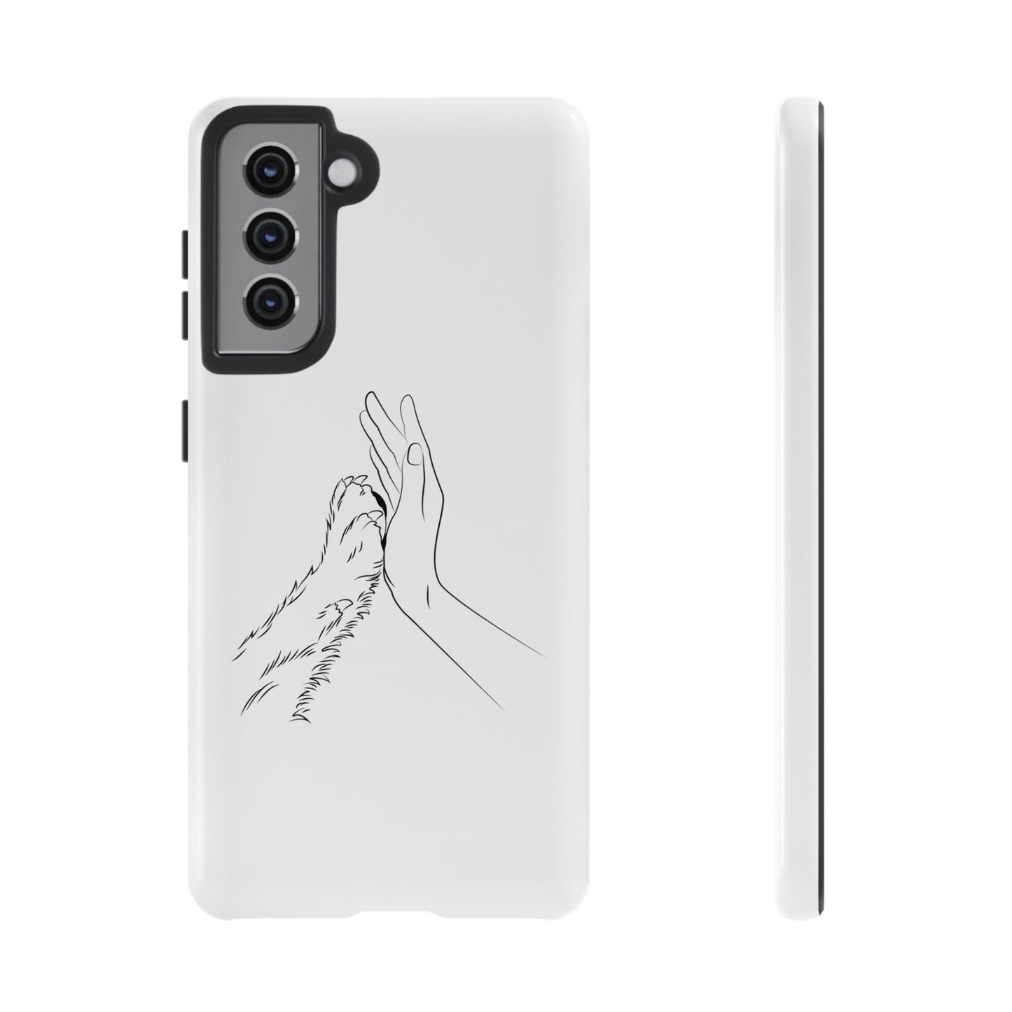 Tough Phone Case - Dog Paw & Owner Hand Silhouette