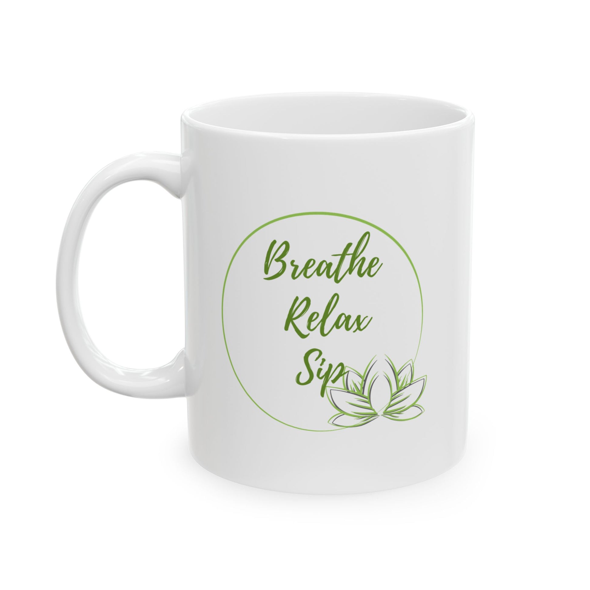 Ceramic Mug - Breath, Relax & Sip - Luminous Gem Designs 