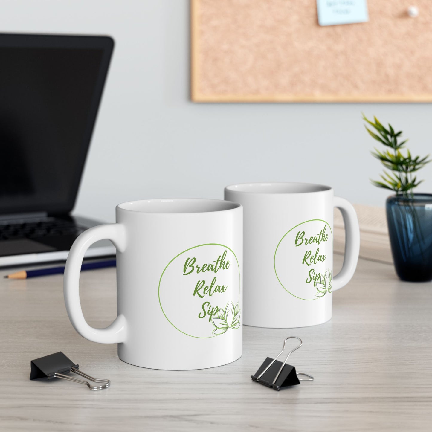 Ceramic Mug - Breath, Relax & Sip - Luminous Gem Designs 