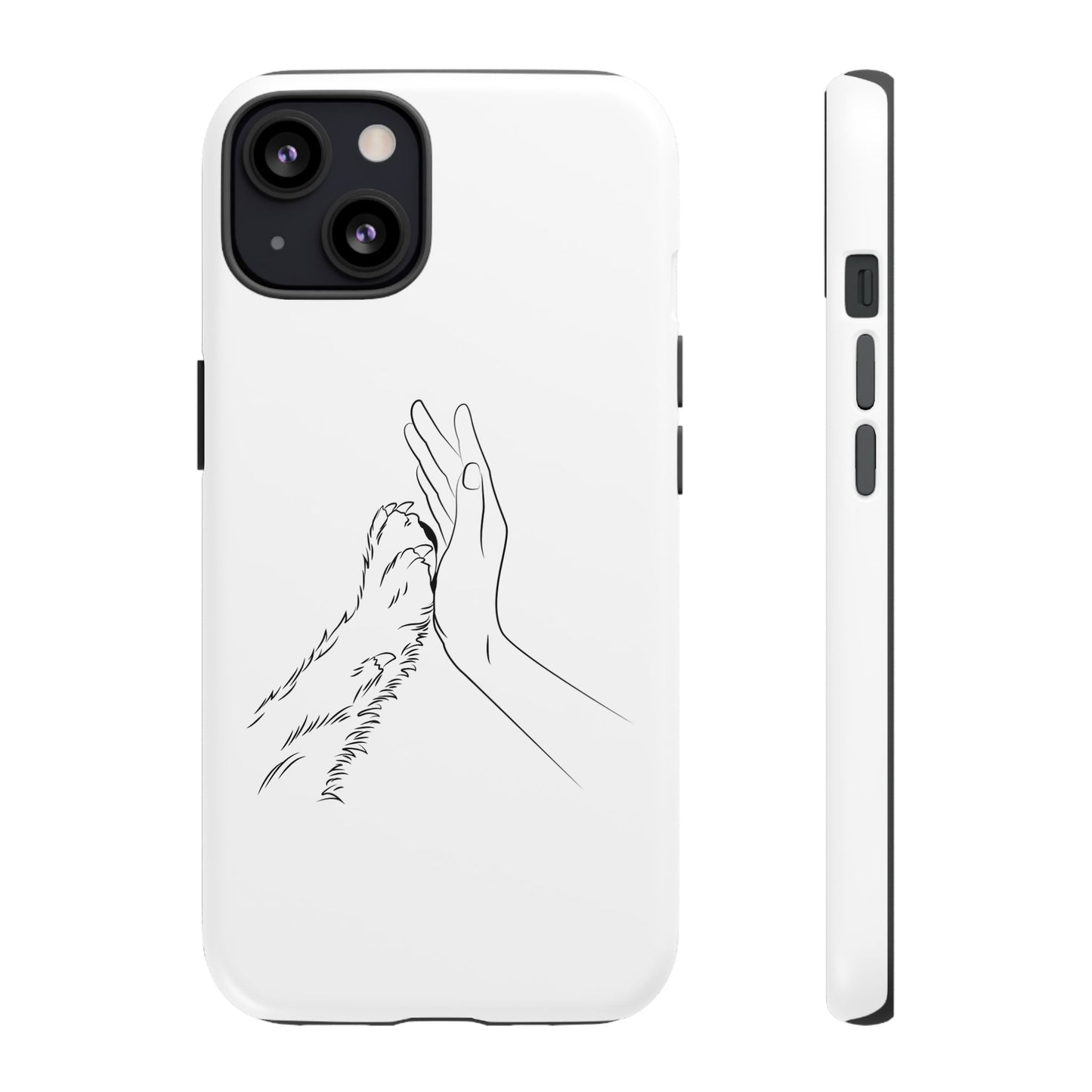 Tough Phone Case - Dog Paw & Owner Hand Silhouette