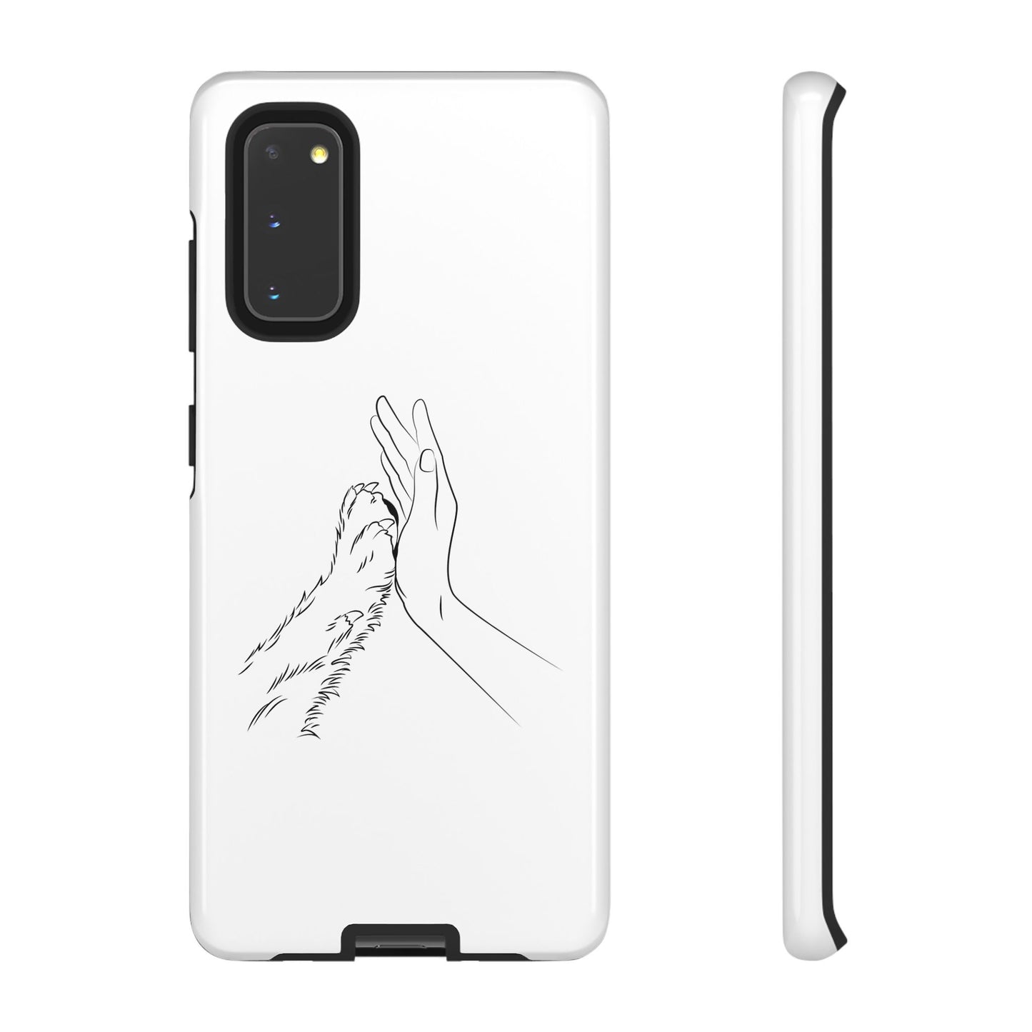 Tough Phone Case - Dog Paw & Owner Hand Silhouette