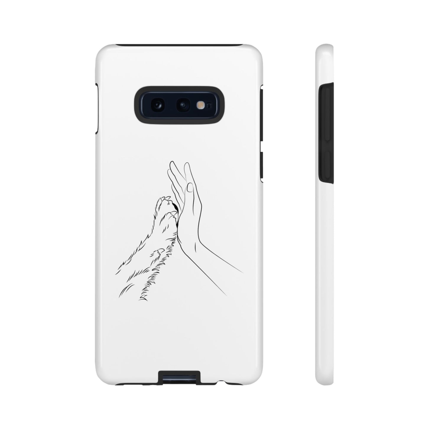 Tough Phone Case - Dog Paw & Owner Hand Silhouette