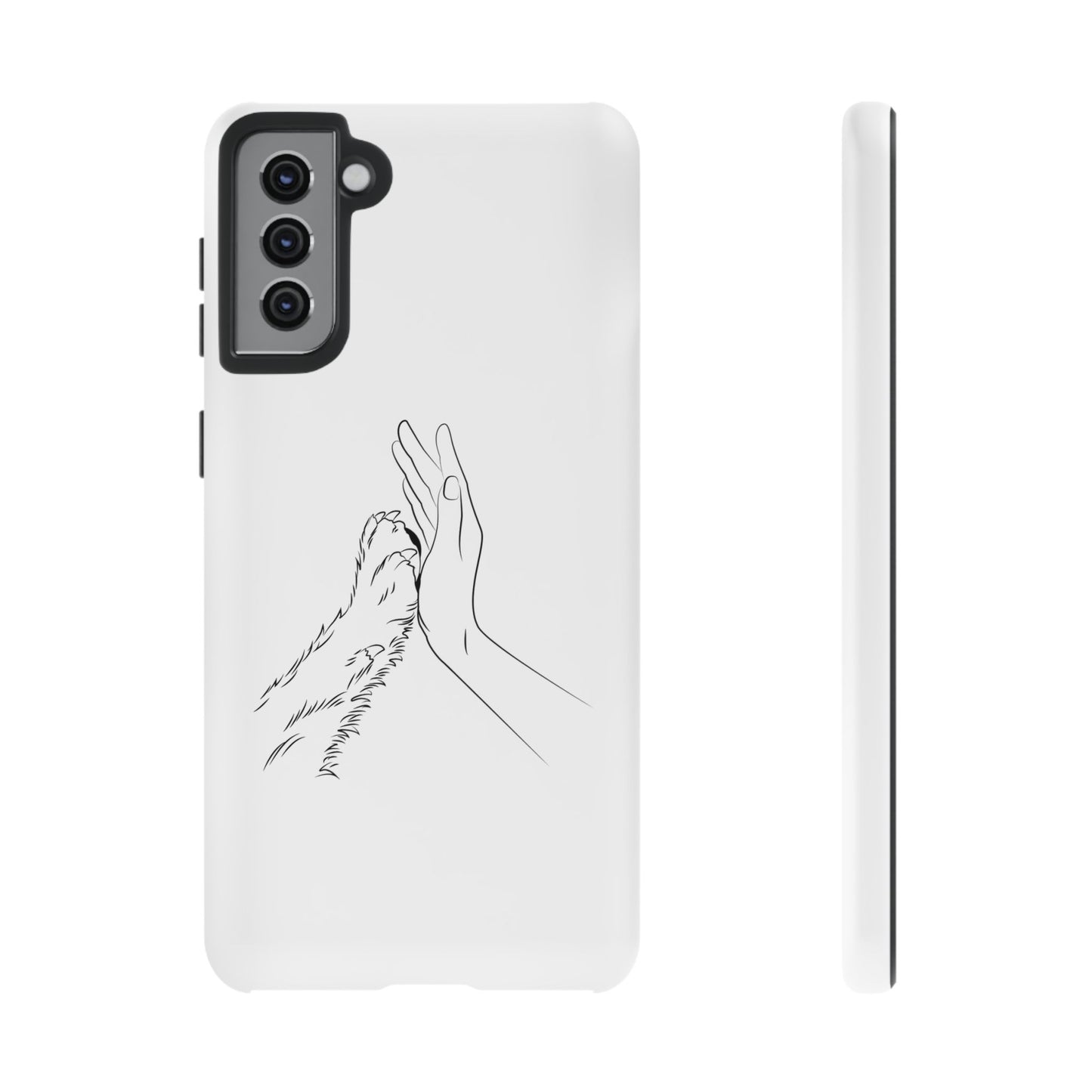 Tough Phone Case - Dog Paw & Owner Hand Silhouette