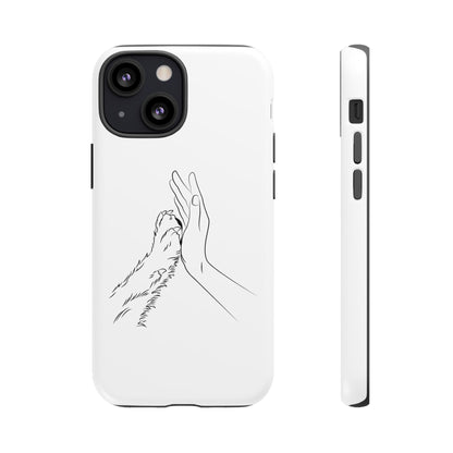 Tough Phone Case - Dog Paw & Owner Hand Silhouette