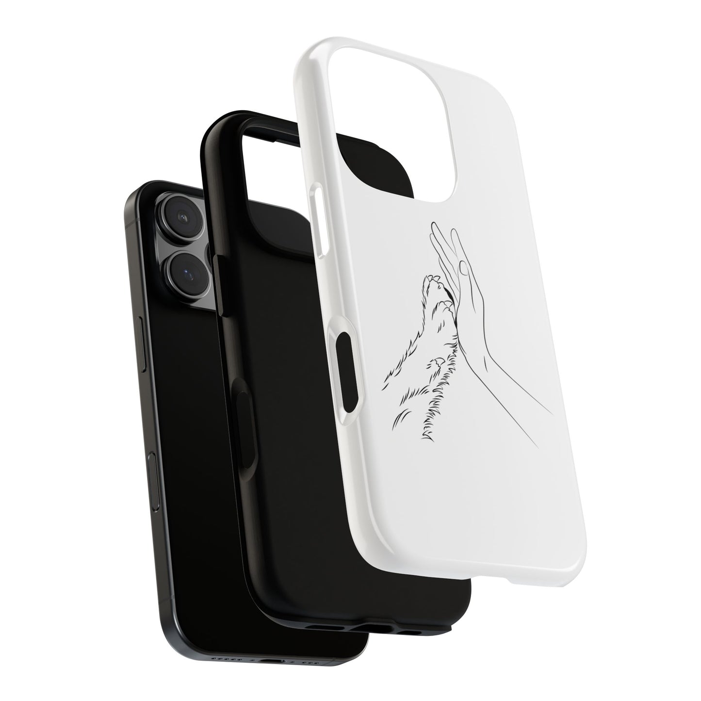 Tough Phone Case - Dog Paw & Owner Hand Silhouette