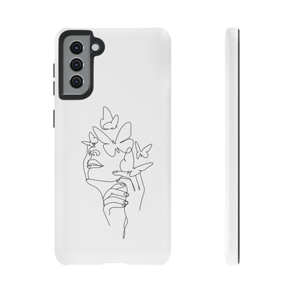 Tough Phone Case - Woman's Silhouette with Butterfly Design