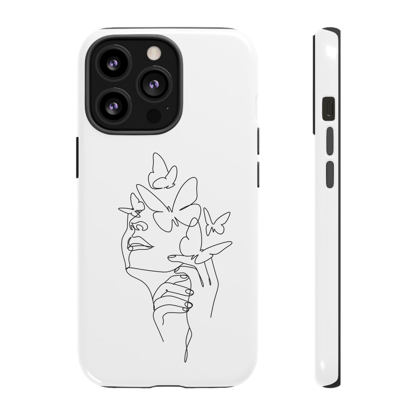 Tough Phone Case - Woman's Silhouette with Butterfly Design