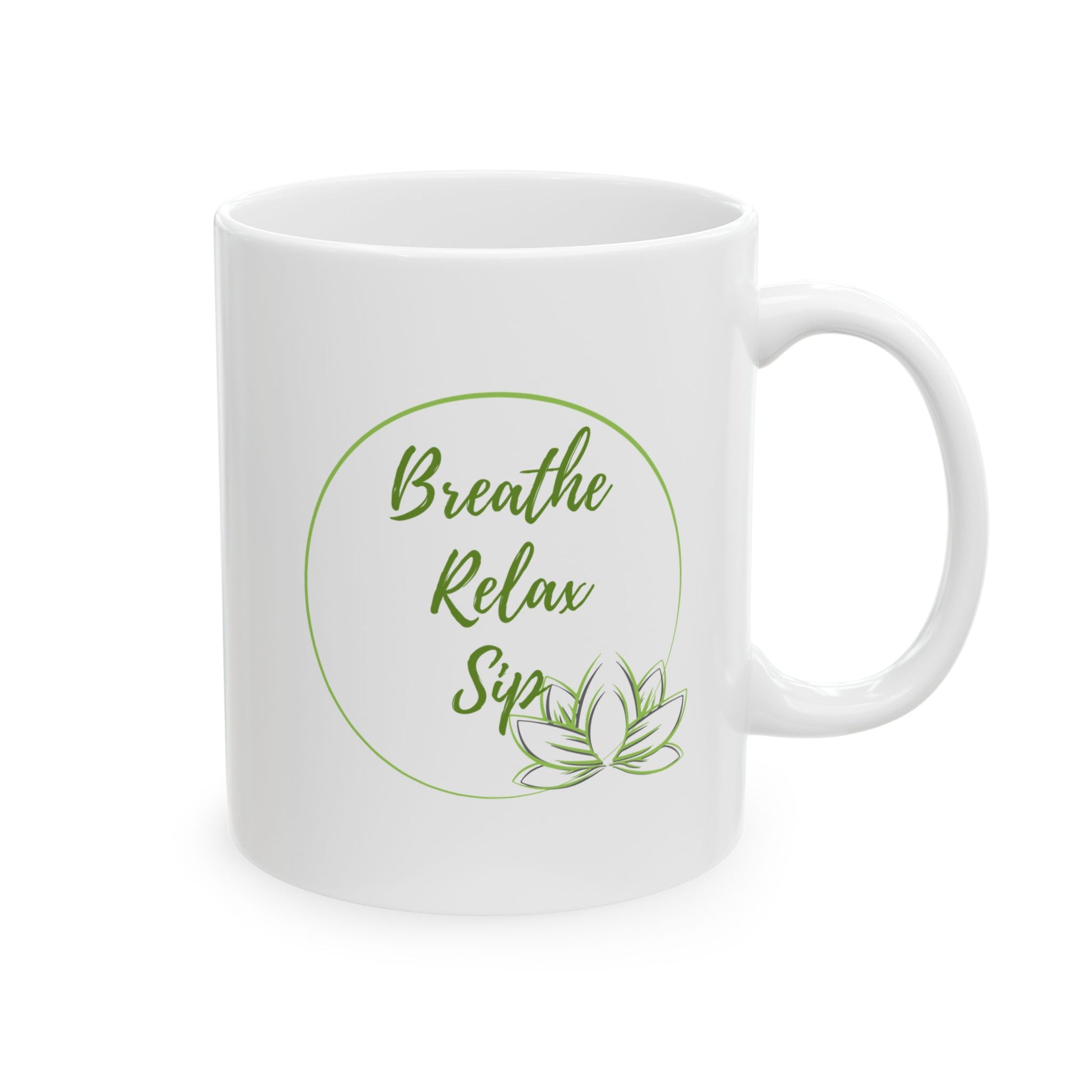 Ceramic Mug - Breath, Relax & Sip - Luminous Gem Designs 