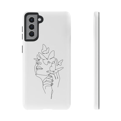 Tough Phone Case - Woman's Silhouette with Butterfly Design