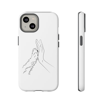 Tough Phone Case - Dog Paw & Owner Hand Silhouette