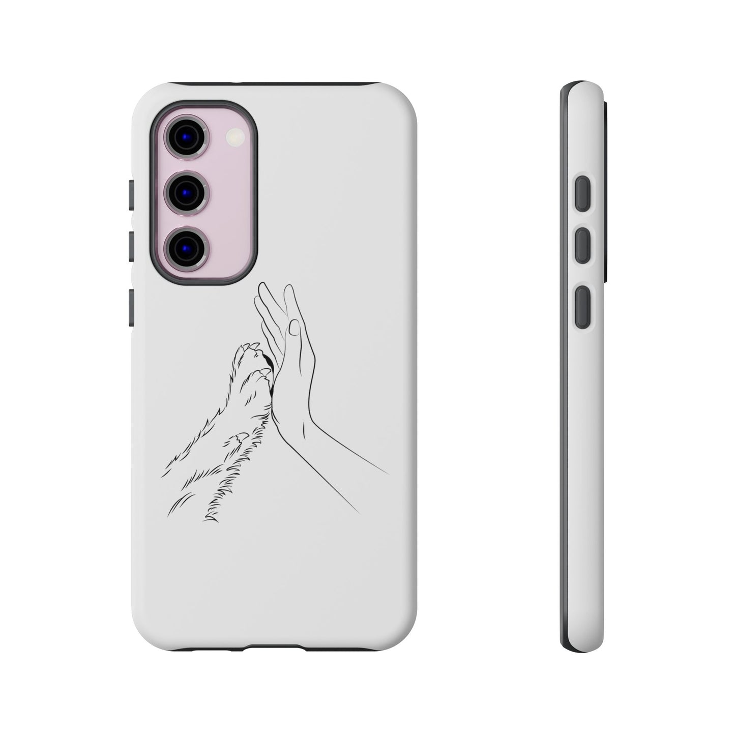 Tough Phone Case - Dog Paw & Owner Hand Silhouette