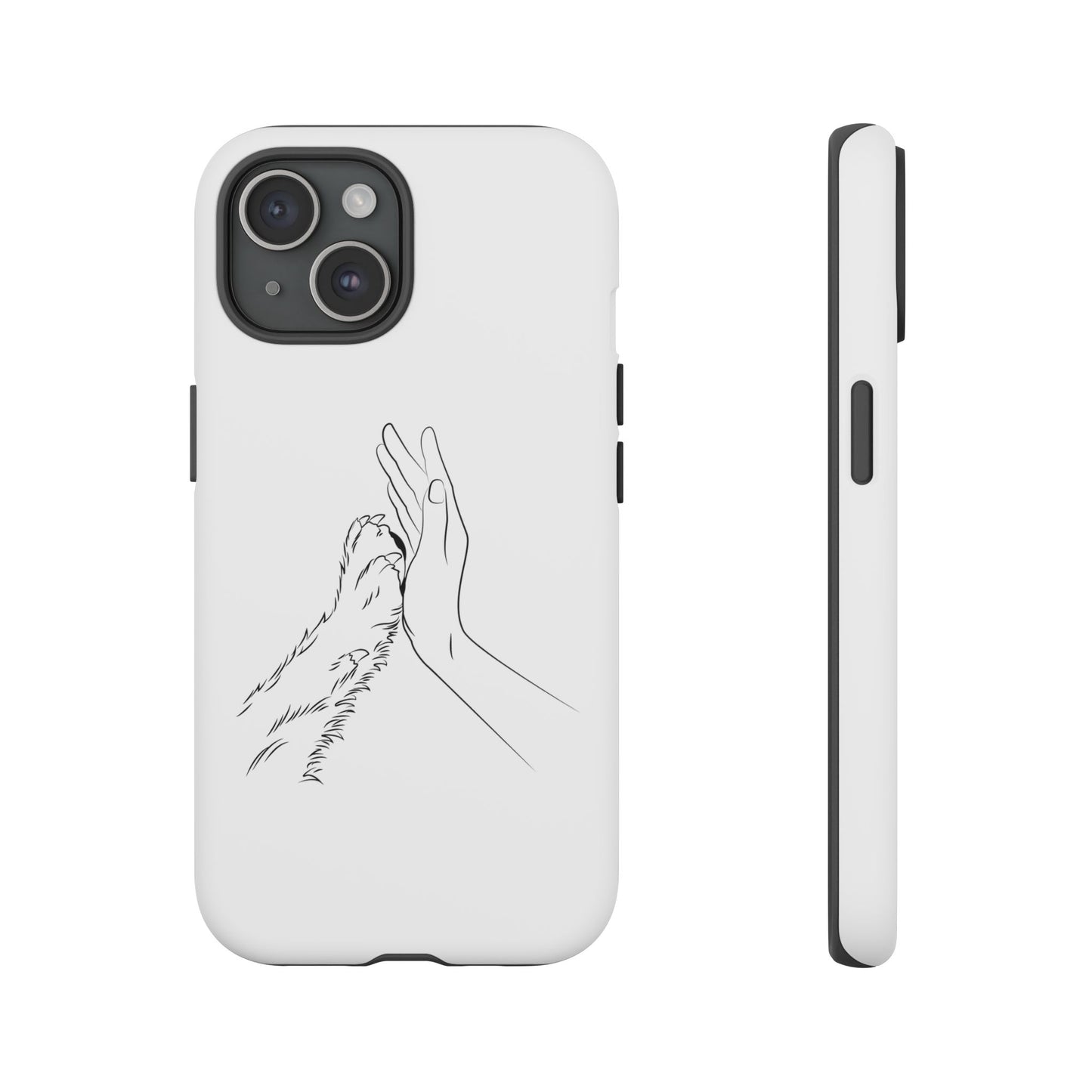 Tough Phone Case - Dog Paw & Owner Hand Silhouette