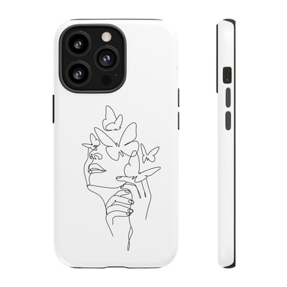 Tough Phone Case - Woman's Silhouette with Butterfly Design