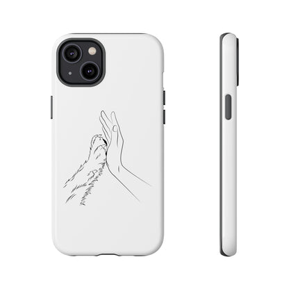 Tough Phone Case - Dog Paw & Owner Hand Silhouette