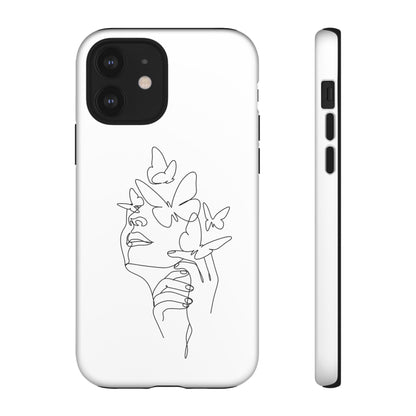 Tough Phone Case - Woman's Silhouette with Butterfly Design