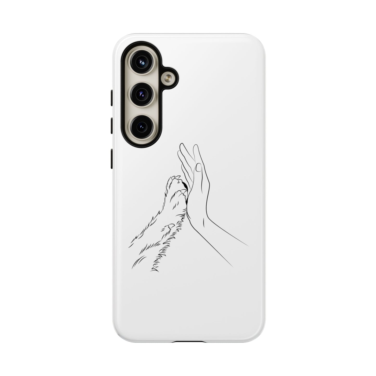 Tough Phone Case - Dog Paw & Owner Hand Silhouette