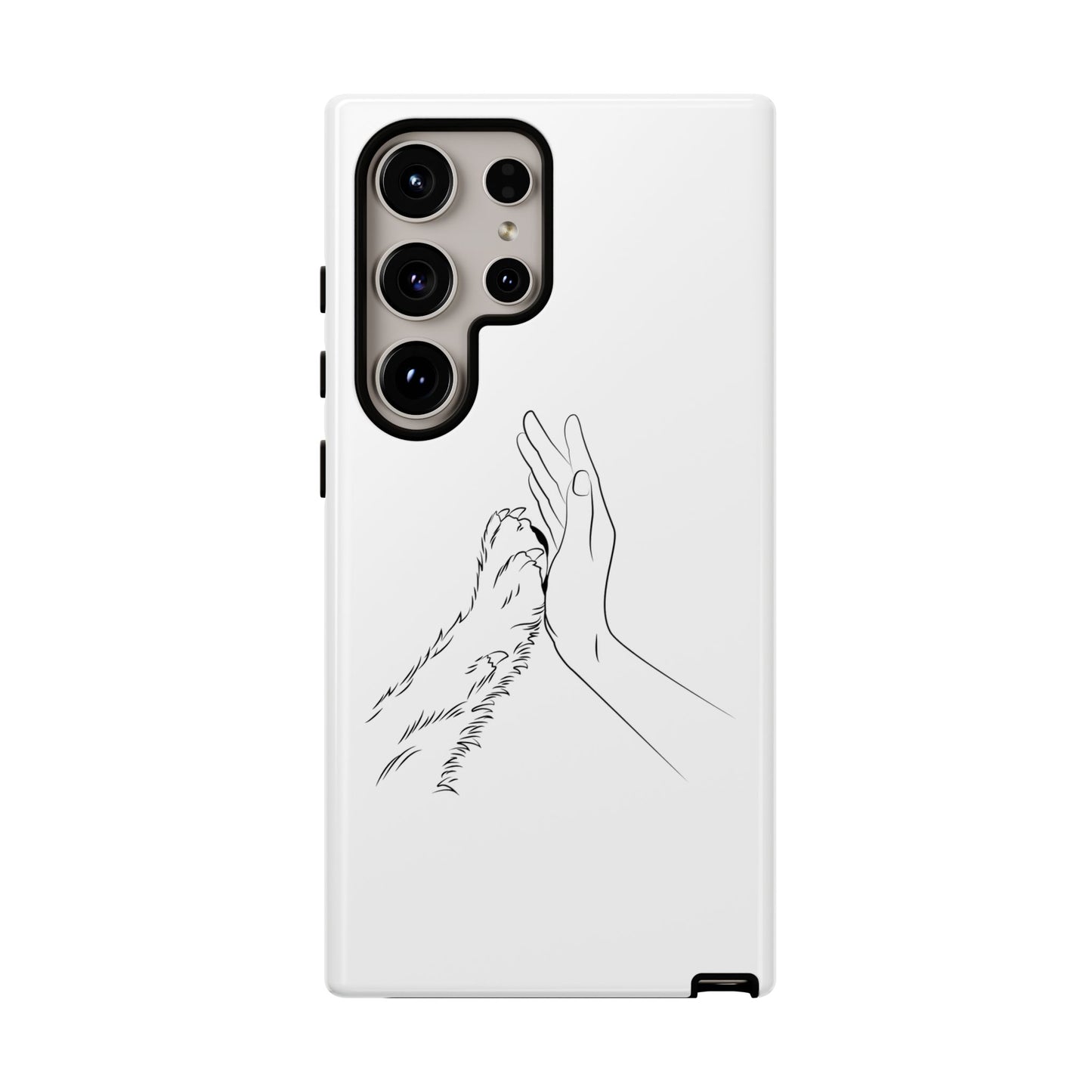 Tough Phone Case - Dog Paw & Owner Hand Silhouette