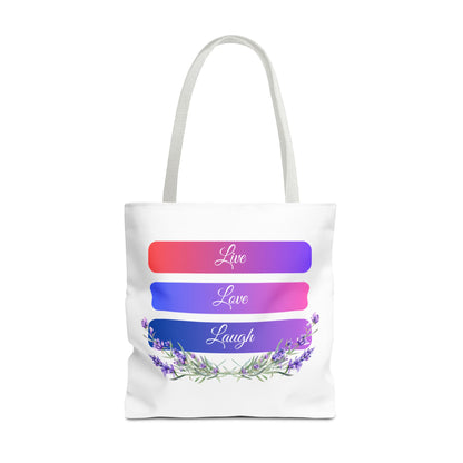 Tote Bag - Live, Love & Laugh - Luminous Gem Designs 