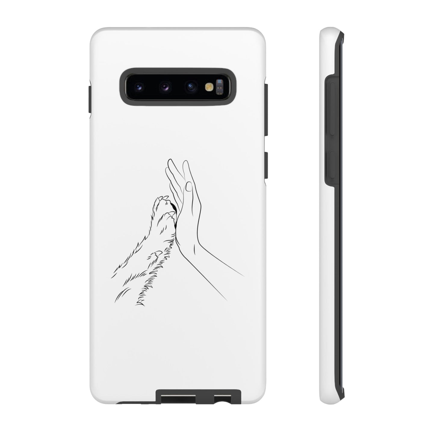 Tough Phone Case - Dog Paw & Owner Hand Silhouette