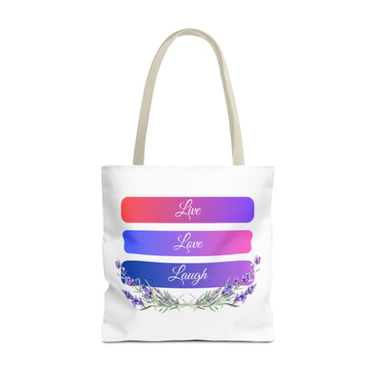 Tote Bag - Live, Love & Laugh - Luminous Gem Designs 