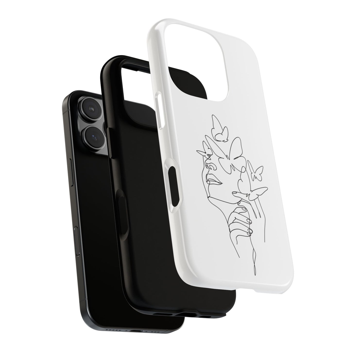 Tough Phone Case - Woman's Silhouette with Butterfly Design