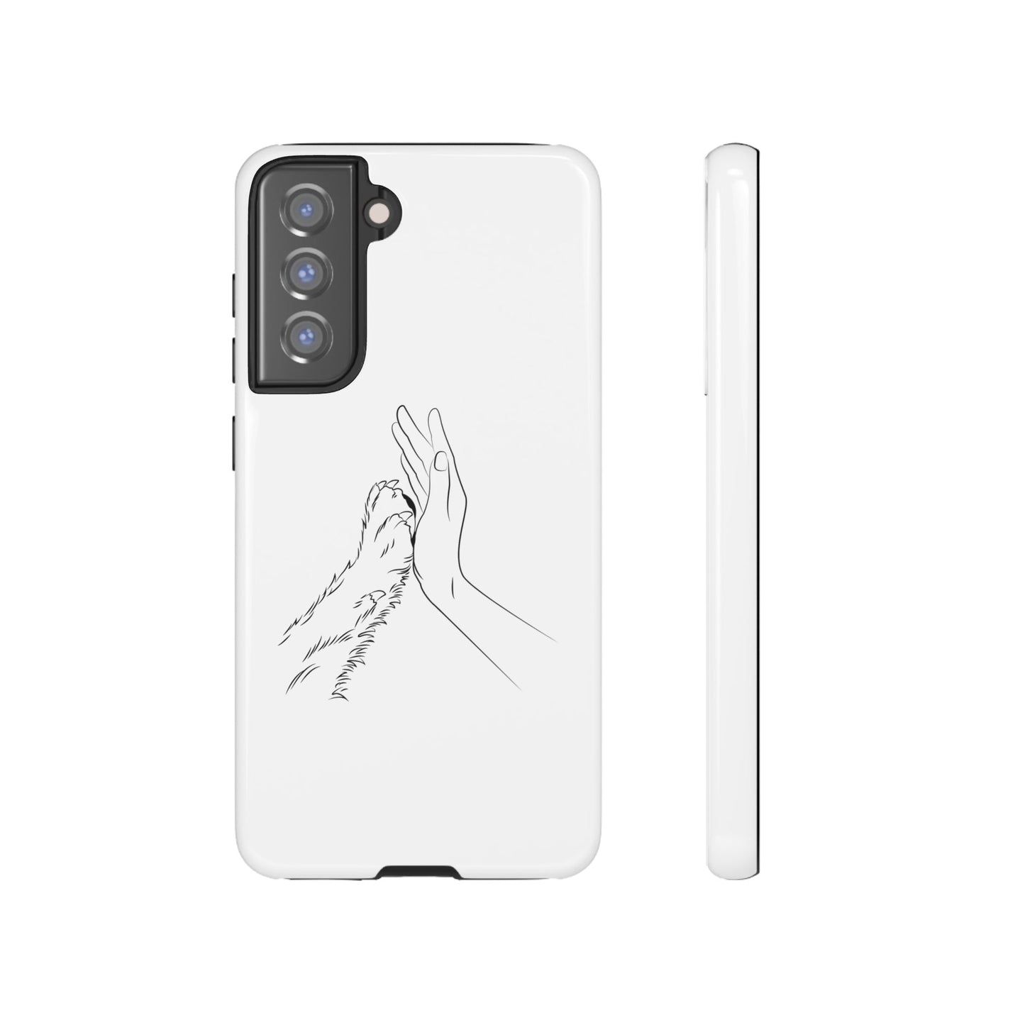 Tough Phone Case - Dog Paw & Owner Hand Silhouette