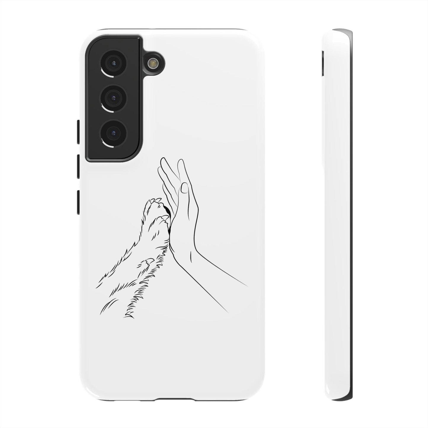 Tough Phone Case - Dog Paw & Owner Hand Silhouette