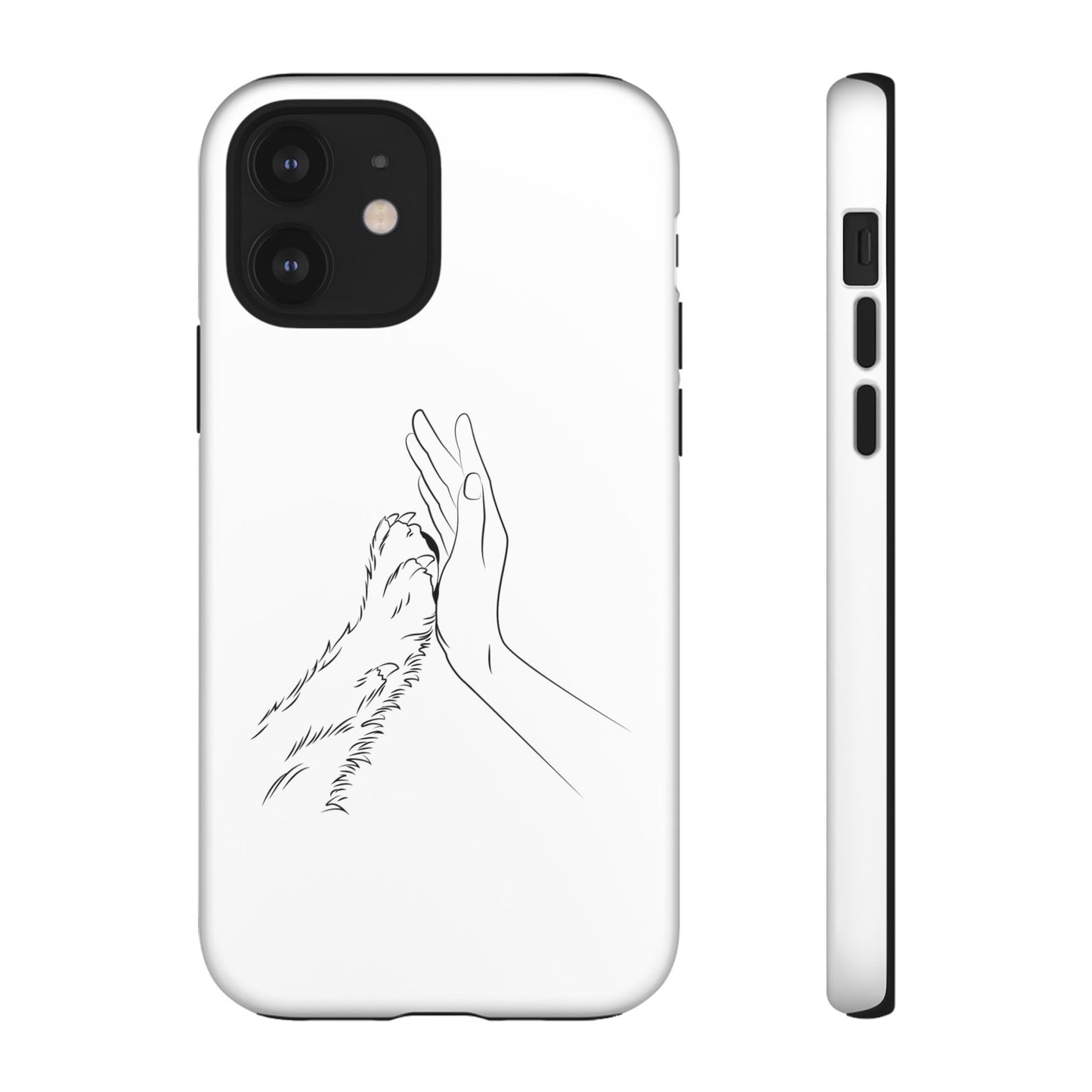 Tough Phone Case - Dog Paw & Owner Hand Silhouette