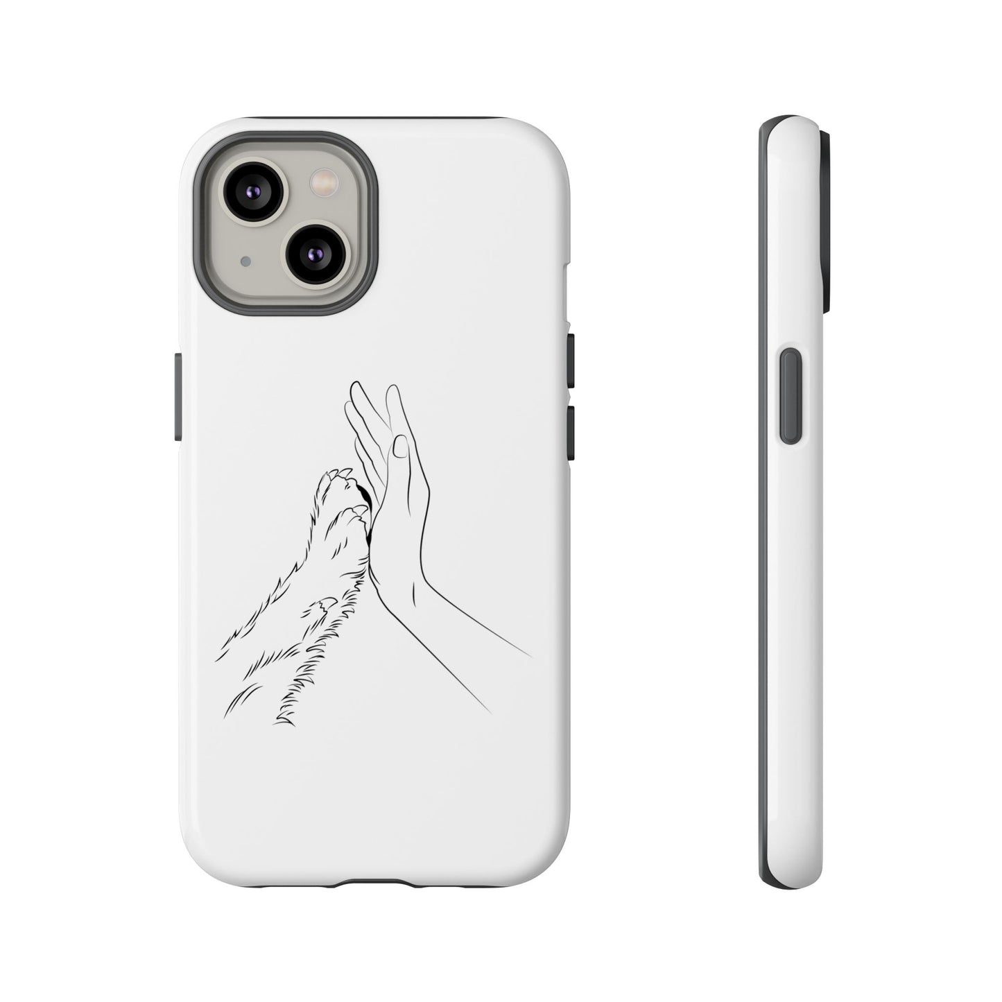 Tough Phone Case - Dog Paw & Owner Hand Silhouette