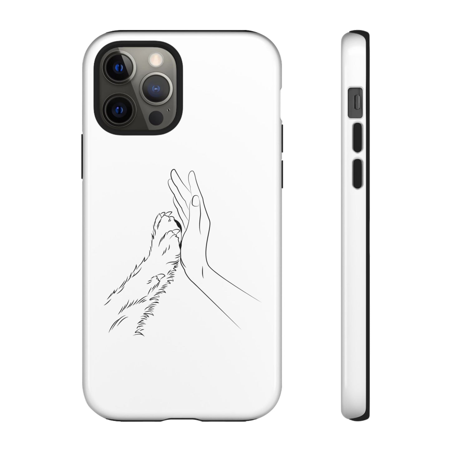 Tough Phone Case - Dog Paw & Owner Hand Silhouette